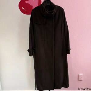 Rainforest Dark Brown Cashmere Wool Cashmere Zip Coat Size XL